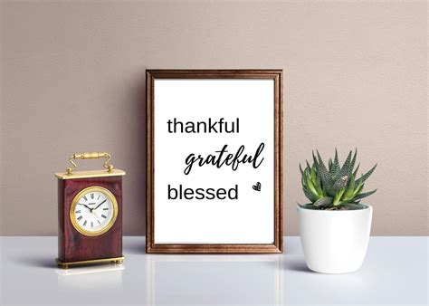 THANKFUL GRATEFUL BLESSED Wall Art Printable Inspirational | Etsy