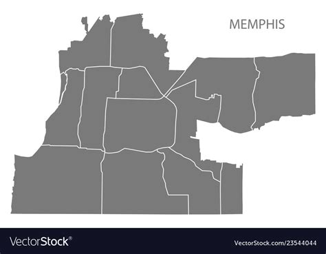 Memphis tennessee city map with neighborhoods Vector Image