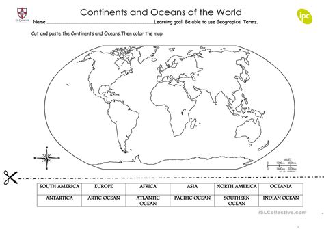 Continents And Oceans Worksheet Cut And Paste — db-excel.com