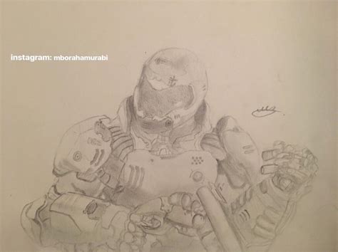 A Doom Slayer artwork i made i hope you guys like it : r/Doom