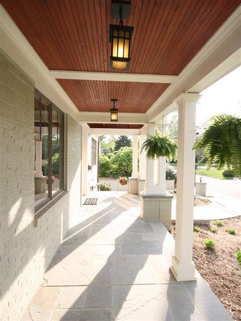 stained beadboard ceiling | Porch design, Front porch design, House ...