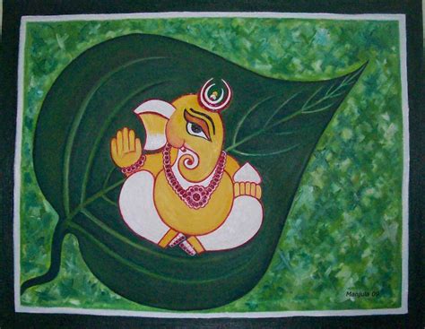 Ganesha on Leaf by manjulak on DeviantArt