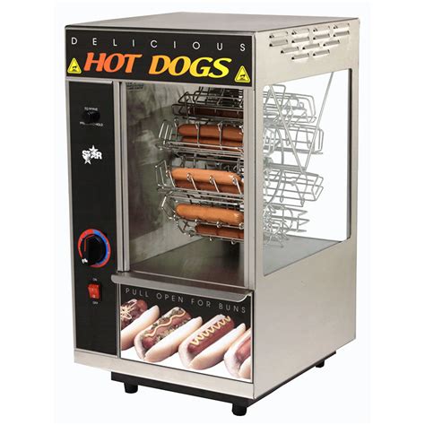 Star 175CBA Broil-O-Dog Hot Dog Broiler with Bun Warmer - Cradle Wheel