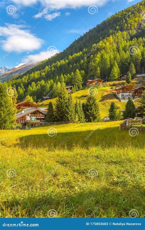 Houses in Zermatt Alpine Village, Switzerland Stock Image - Image of scenic, europe: 175803683