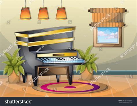 Cartoon Vector Illustration Interior Music Room Stock Vector (Royalty ...