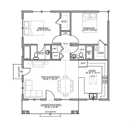 Craftsman Style House Plan - 2 Beds 2 Baths 930 Sq/Ft Plan #485-2 - Houseplans.com