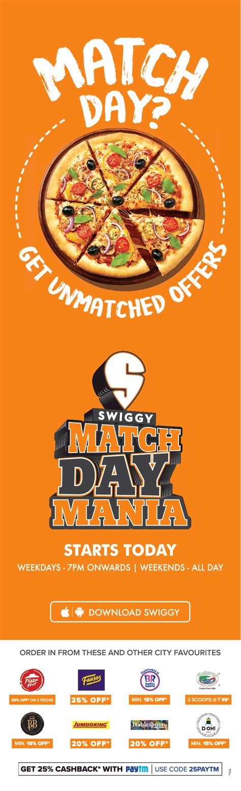 Swiggy Match Day Mania Starts Today Get Unmatched Offers Ad - Advert ...