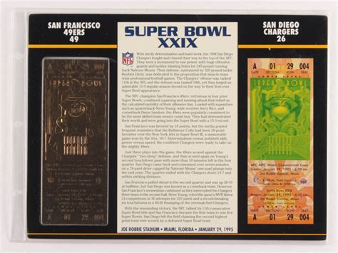 Super Bowl XXIX Commemorative Score Card with 23kt Gold Ticket ...