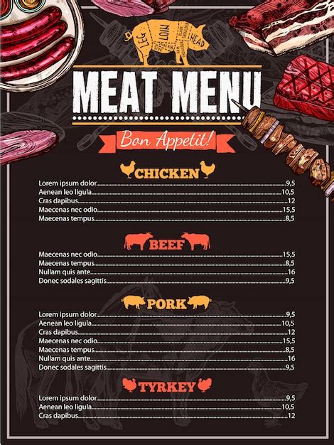 Free Vector | Hand Drawn Meat Menu