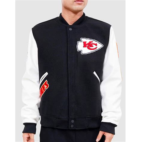 Black/White Wool/Leather College Kansas City Chiefs Varsity Jacket ...