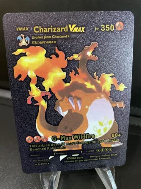 POKEMON CHARIZARD VMAX Gigantamax 350HP Black Foil Fan Art Card 143/293 $6.86 - PicClick CA