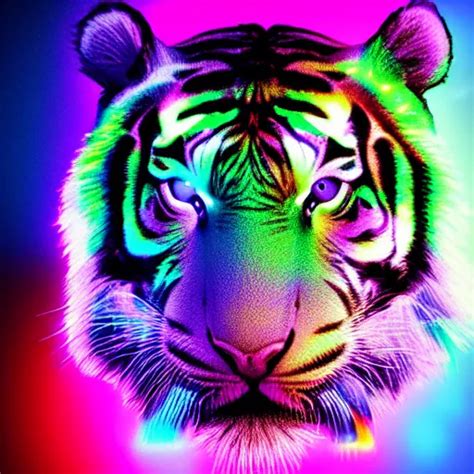 glowing holographic tiger face render, transparent | Stable Diffusion | OpenArt