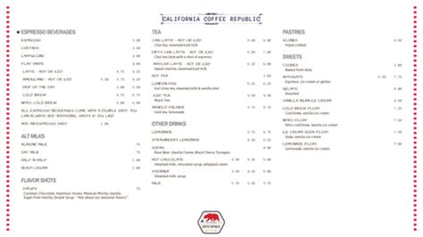 Cafe Menu – California Coffee Republic