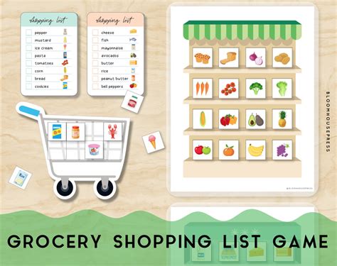 Shopping List Grocery Game Pretend Play Educational Homeschool - Etsy Australia