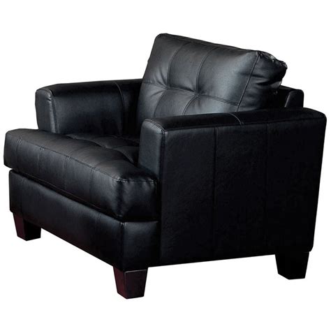 coaster samuel faux leather tufted accent chair in black - 501683