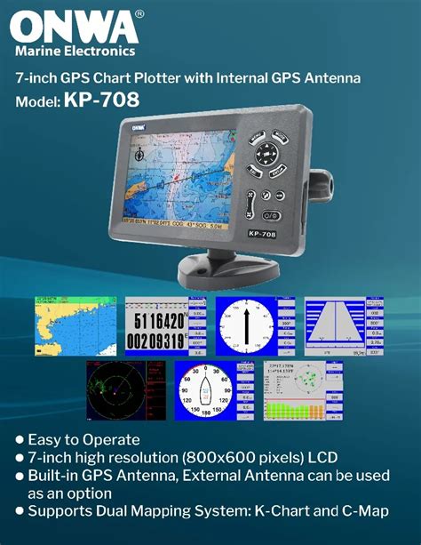 Gps Chartplotter C/w Built-in Gps Antenna Work With K-chart - Buy Chartplotter With C-map,Gps ...