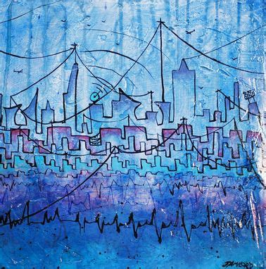 Hand Crafted Blue City Painting by Jami Rose Lord Art | CustomMade.com