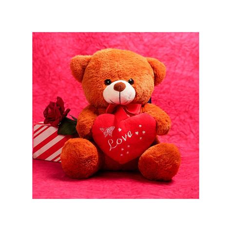 Teddy Bear With Heart Soft Toy (1 Ft, Brown Color) by FnP Price - Buy ...