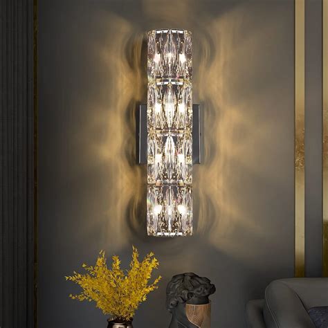 Crystal Wall Sconces,Modern Luxury Wall Mount Lighting,Chrome Indoor Wall Lamp, Vanity Light ...