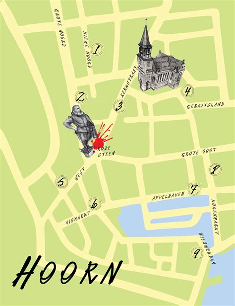 Map of the Dutch city Hoorn showing local eateries Local Eatery, Spa ...