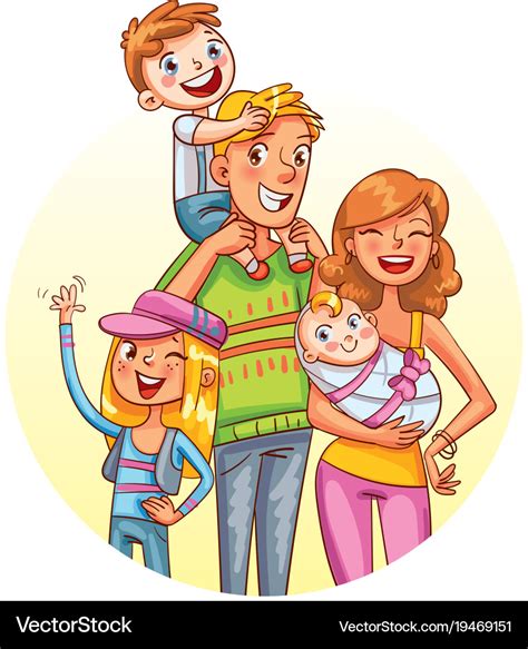 Family portrait funny cartoon character Royalty Free Vector