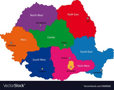 Romania map Royalty Free Vector Image - VectorStock