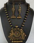 Terracotta Jewelry necklace sets with earrings handmade from Clay, Earth friendly Terracotta ...