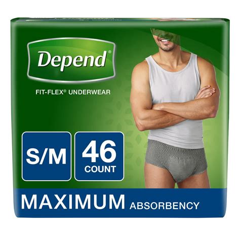 Depend FIT-FLEX Incontinence Underwear for Men, Maximum Absorbency, S/M, Gray (Choose your count ...