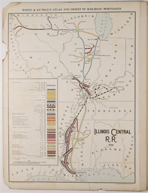 Lot - 1898 ILLINOIS CENTRAL RAILROAD MAP