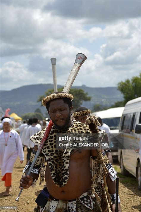 Some of the thousands of Shembe men, members of the Shembe Church , a ...