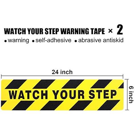 6 By Signs 24 Inches Watch Your Step Warning Sticker Adhesive Tape Anti ...