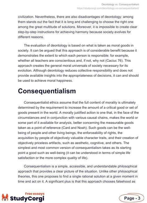 Deontology vs. Consequentialism | Free Essay Example