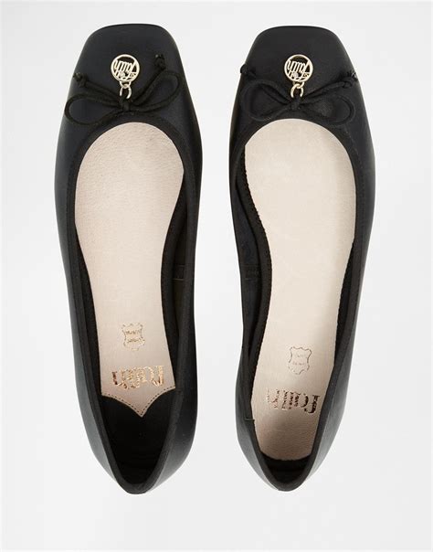 Faith Austin Leather Square Toe Ballet Flats - Black - Lyst