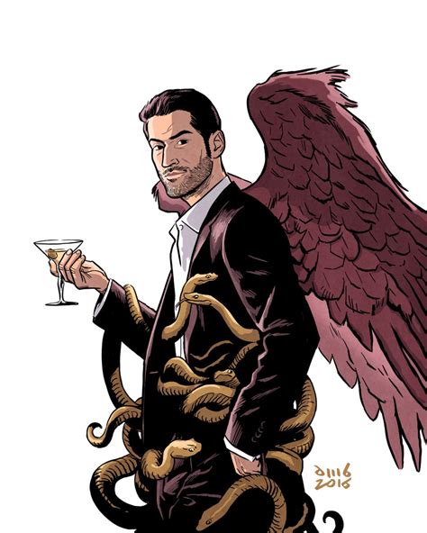 a man in a suit holding a glass with an eagle on his shoulder and wings