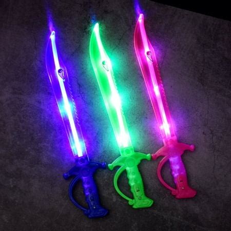 JOYWEI Yellow, Blue and Pink Kids Glowing Shark Swords Set of 3, 15" Toy Sword with Blinking LED ...