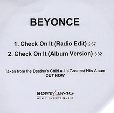 Beyoncé Check On It UK Promo CD-R acetate (354104)