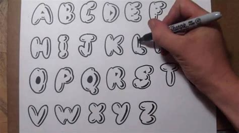 How To Draw Bubble Letters - Easy Graffiti Style Lettering | Bubble drawing, Easy graffiti ...
