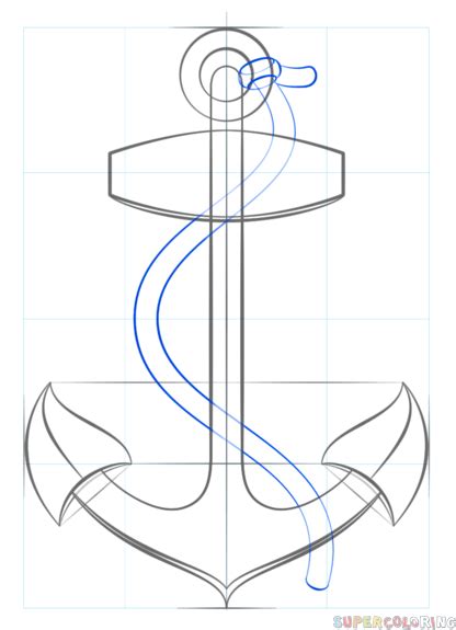 How to draw an anchor with rope | Step by step Drawing tutorials