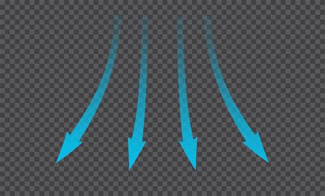 Air flow. Blue arrows showing direction of air movement. Wind direction arrows. Blue cold fresh ...