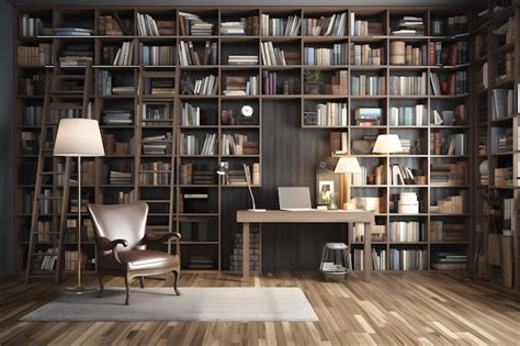 Bookshelf with books in a modern library | Premium AI-generated image