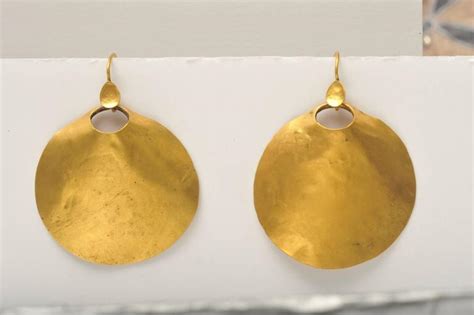 Indian Pure 24 Karat Gold Drop Earrings, circa 1940 at 1stDibs