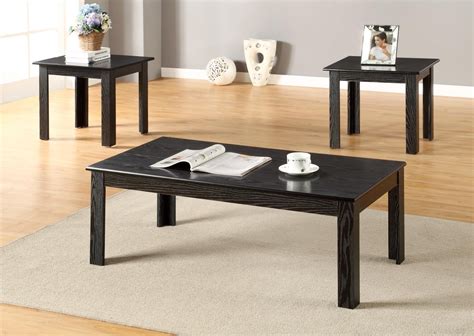 GTU Furniture Black/Oak Finish Wood Coffee Table & 2 End Tables ...
