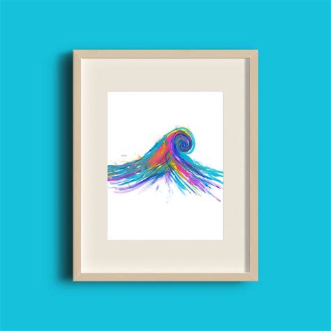 Rainbow Ocean Wave Art Print | Etsy