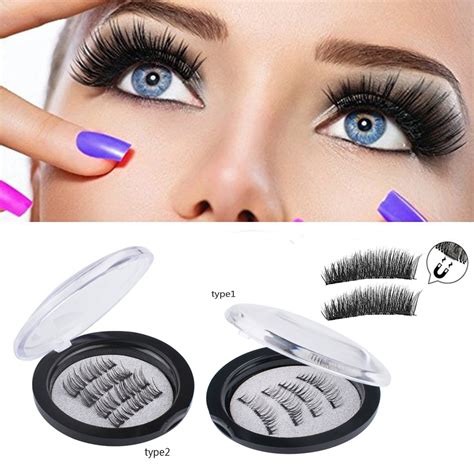 0.2MM Triple Magnetic Eyelashes, 8 Lashes Magnetic False Eye Lashes, 3D Reusable Magnetic False ...