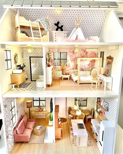 Nicole Stout on Instagram: “Dollhouse modern makeover. I have three excited little girls that ...