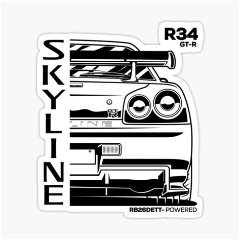 "Nissan Skyline R34 GT-R silhouette" Sticker for Sale by -GrandeArt ...