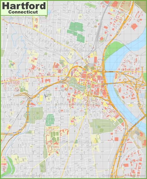 Large detailed map of Hartford - Ontheworldmap.com