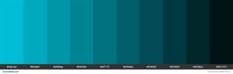 cyan colors palette #00bcd4, #00a9bf, #0096aa - ColorsWall