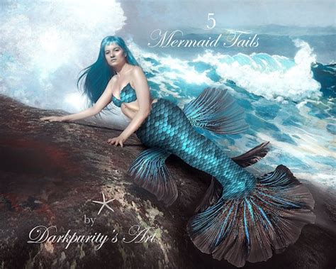 5 Pngs Mermaid Tails Siren PNG Overlay Digital Photo Prop - Etsy Denmark