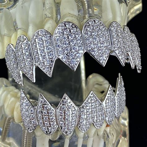 Silver Shark Teeth CZ Iced Grillz Set | Silver shark, Grillz, Diamond grillz